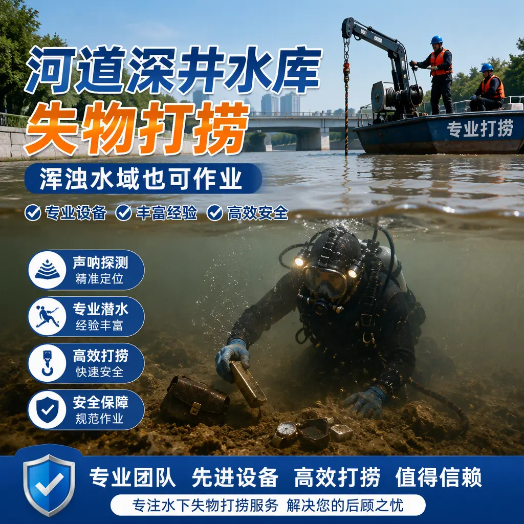河道深井水库失物打捞，浑浊水域也可作业即墨